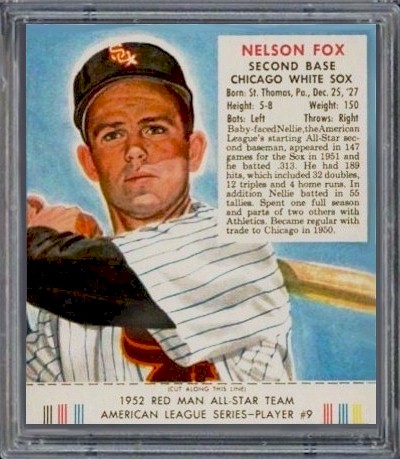 1952 Red Man #9 Nellson Fox Card